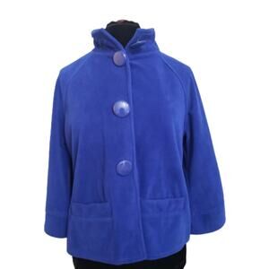 Outerwear by Lisa Blue Fleece 3/4 Raglan Bell Sleeve Button Front Jacket Medium